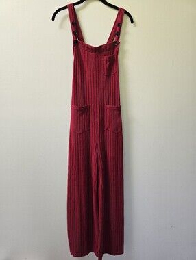 Halara Ribbed Crimson Sleeveless Overalls